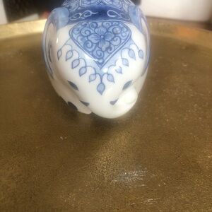 Blue and White Ceramic Elephant Figurine